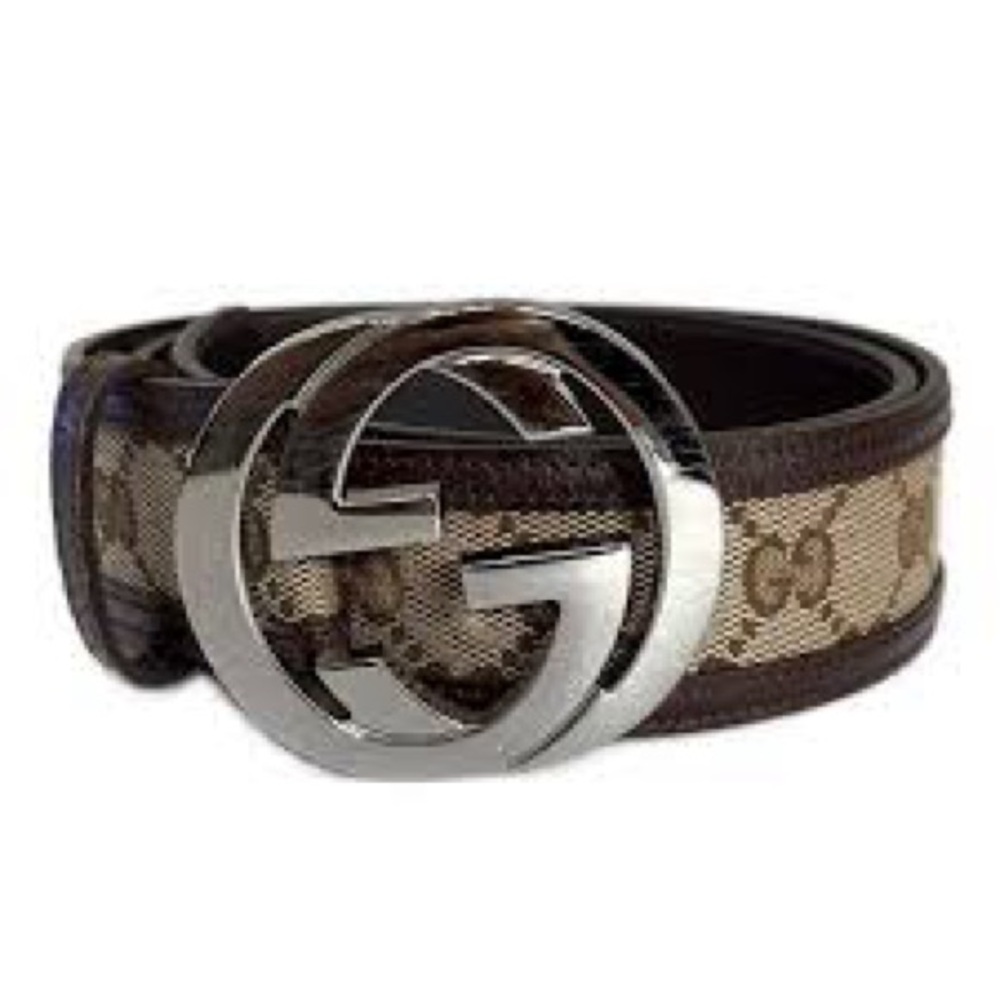 Gucci Brown and Tan Belt Bag with Silver Logo Buckle size 36 - Picture 3 of 9